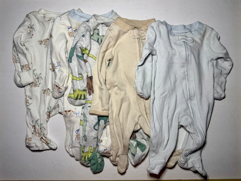 Carter’s Baby Boy 0-3M Double Zip Footed Pajamas Sleeper Lot of 5